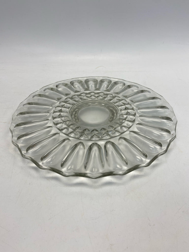 Clear Thumbprint Glass Serving Piece