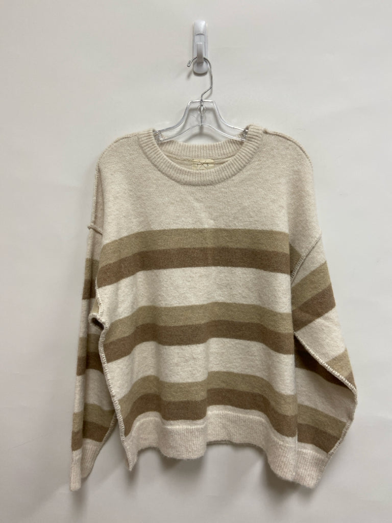 NWT THREAD+SUPPLY Size L Cream/Beige Brown Stripes Ladies Sweater