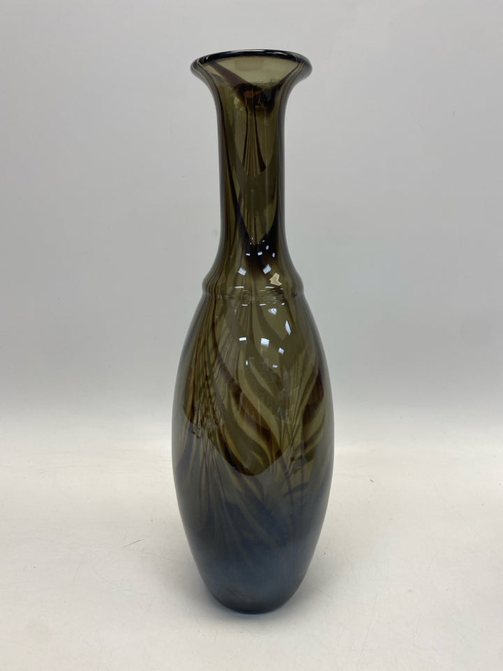 Brown Frosted Swirl Glass Vase
