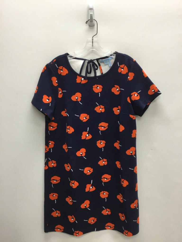 Draper James Size L Navy Orange Flowers Ladies Dress