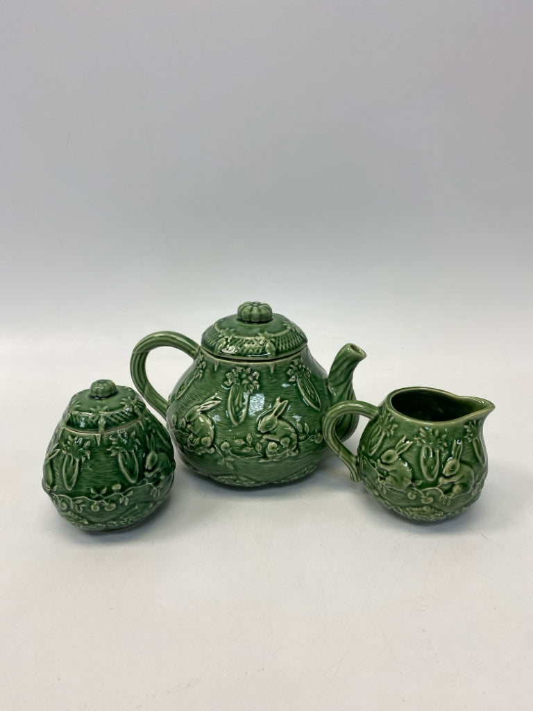 Bordallo Pinheiro Green Sugar/Creamer