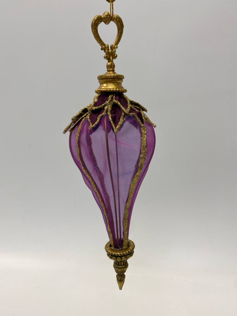 Purple Gold Teardrop Ornaments