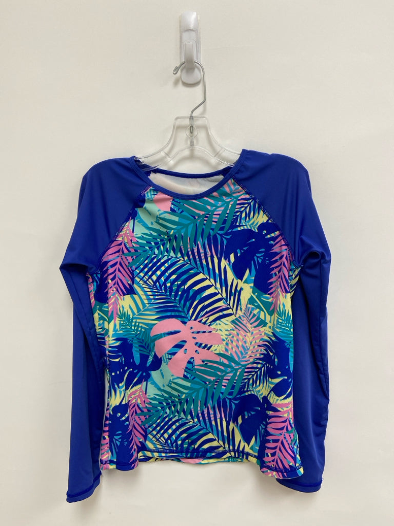 Lands End SIZE 10/12 Royal Blue/ Aqua Pink/Yellow Tropical Girl&