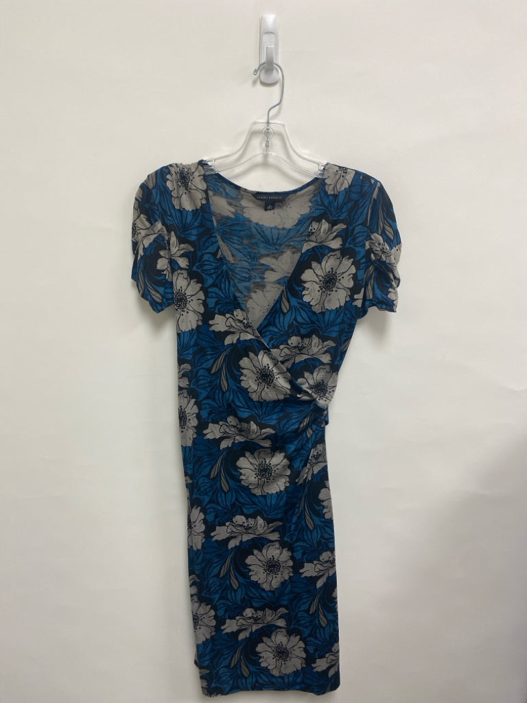 Banana Republic Size S Blue Black/Gray Flowers Ladies Dress