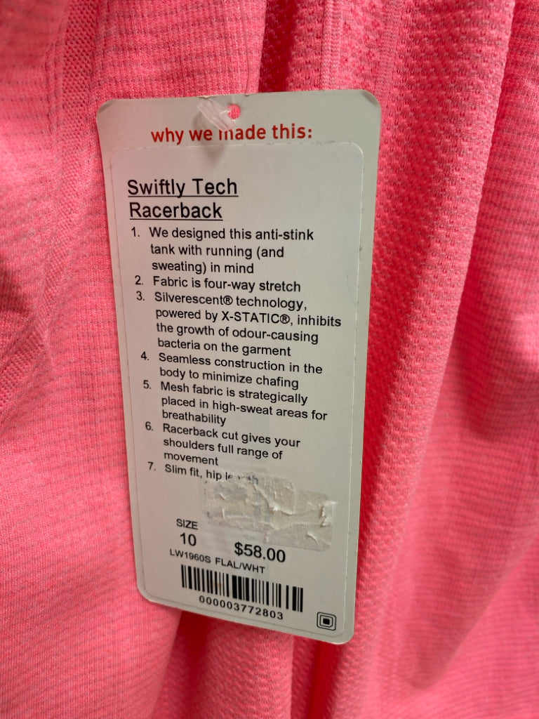 NWT Lululemon Size 10 Neon Pink Sleeveless Athletic Top
