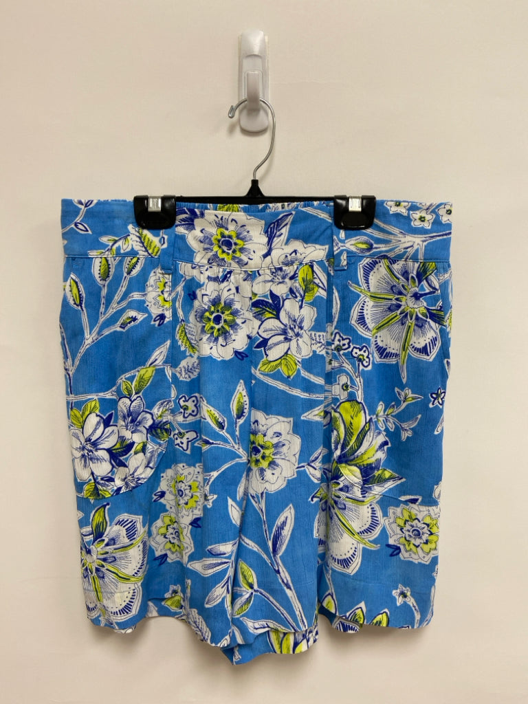 Talbots Size M Blue/White Neon Yellow Flowers Ladies Shorts