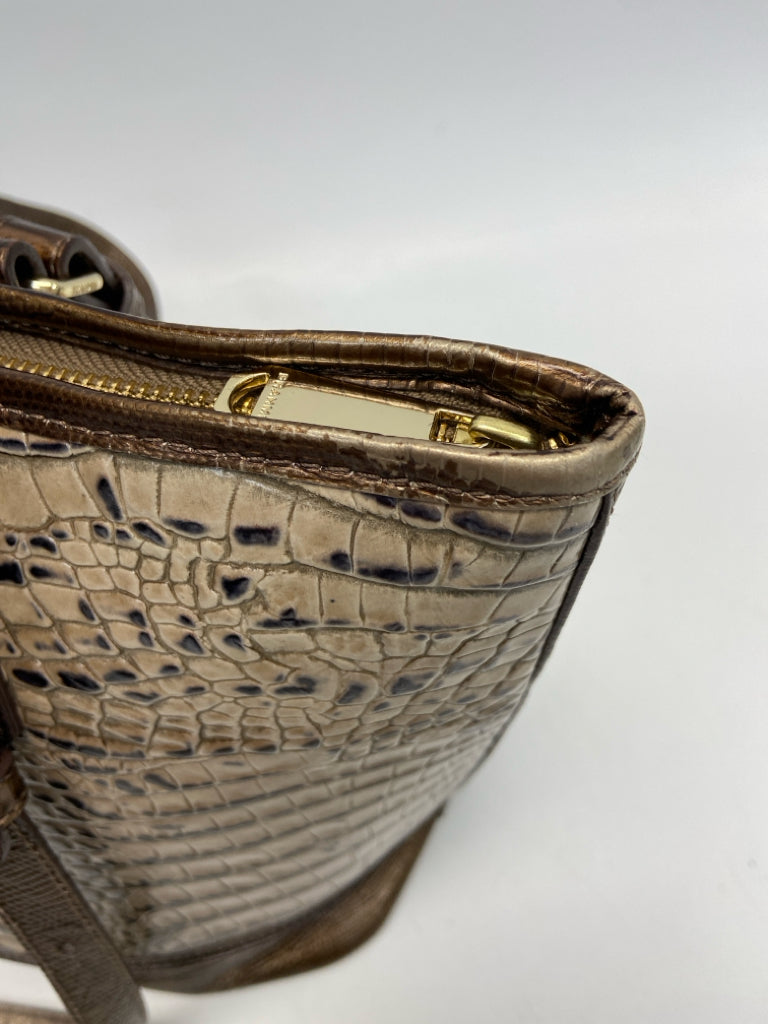 Brahmin Tan Brown Embossed Leather Medium Asher Handbag