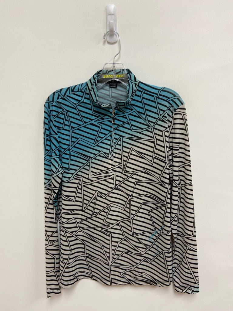 jamie sadock Size M Aqua/Black Gray Geometric Quarter Zip Ladies Rash Guard