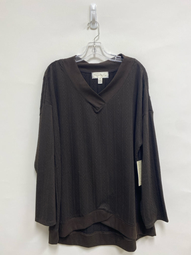 NWT french laundry  SIZE  2X Espresso Texture V Neck Plus Size Sweater