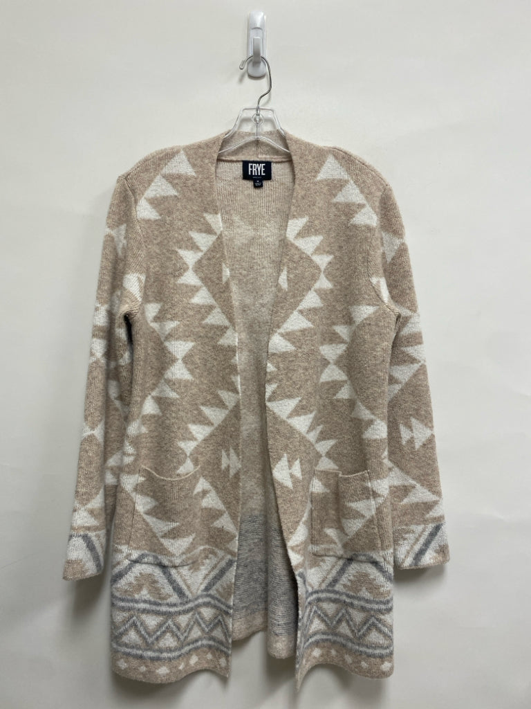 Frye Size M Beige/White Southwestern Drape Ladies Sweater