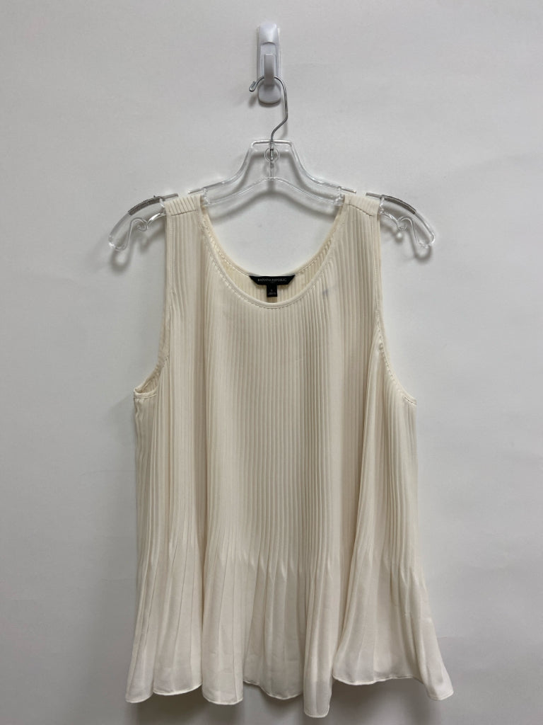 Banana Republic Size L Cream Pleated Sleeveless Ladies Top