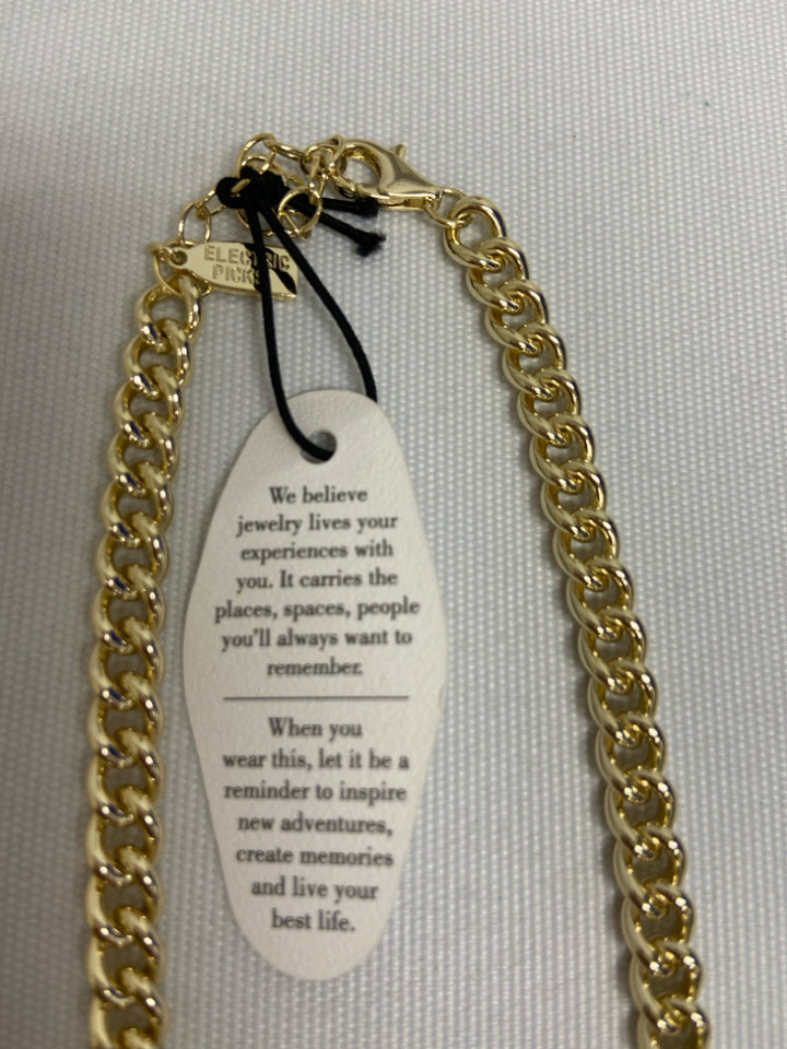 NWT Gold Color Clear Chain Necklace