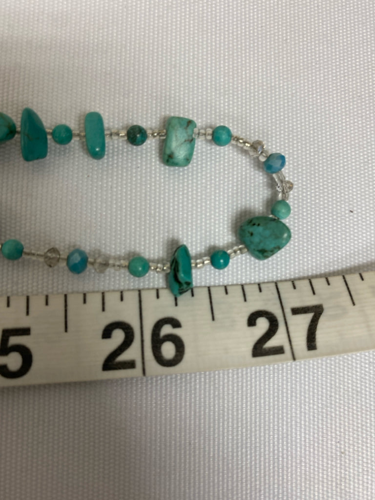 NEW/BOX Turquoise Gold/Bronze Beaded Necklace