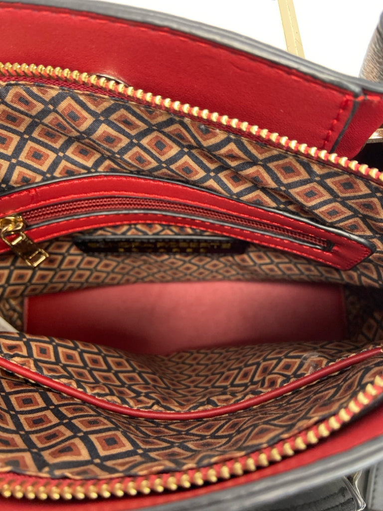 SONDRA ROBERTS Black Brown Animal Print Handbag
