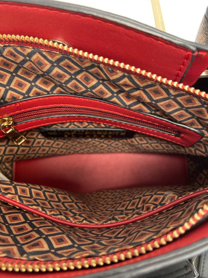 SONDRA ROBERTS Black Brown Animal Print Handbag