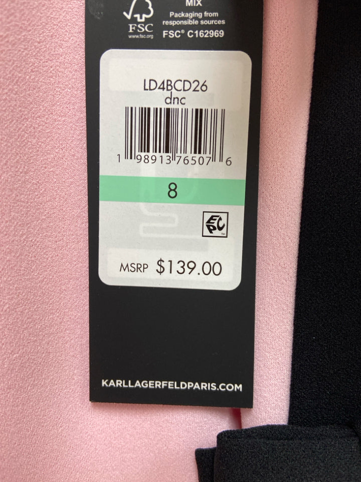 NWT Karl Lagerfeld Size 8 Pink Black Trimmed Ladies Dress