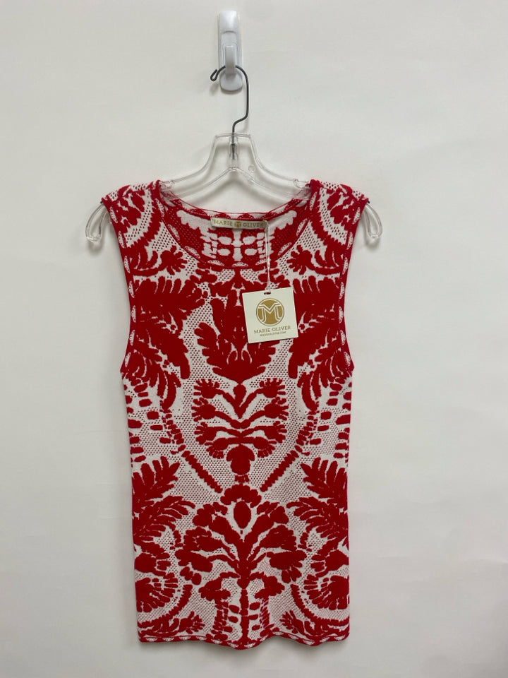 NWT Marie Oliver Size L Red White Sleeveless Ladies Sweater