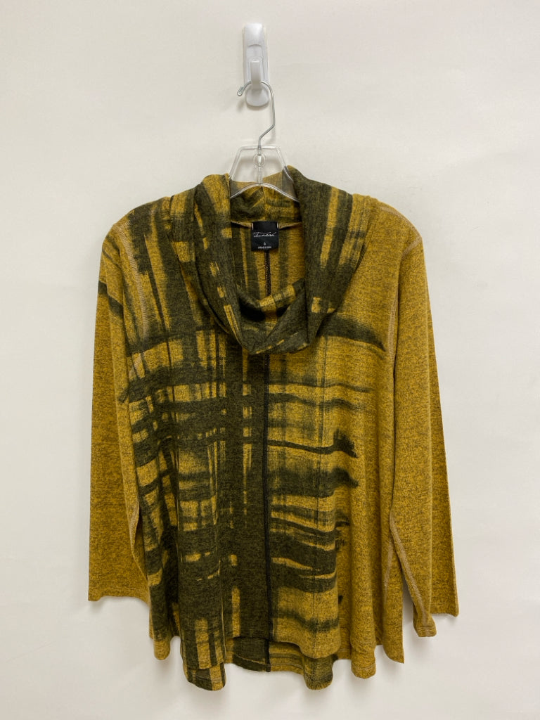 Inoah Size S Goldenrod Charcoal Mottled Cowl Neck Ladies Top
