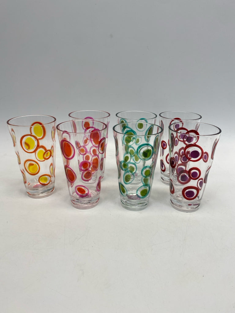 Clear Multi Color Circles Acrylic Glassware