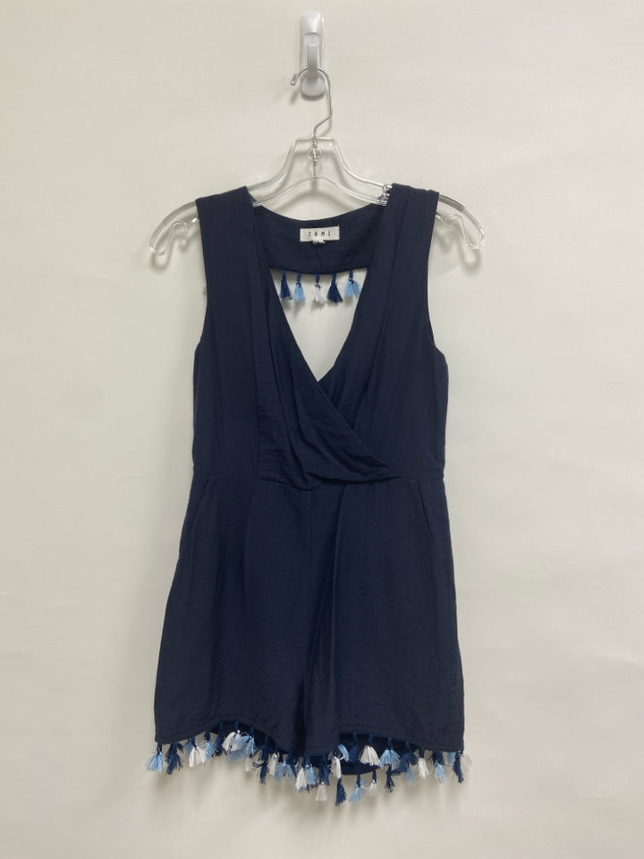 THML Size S Navy Tassels Sleeveless Ladies Romper