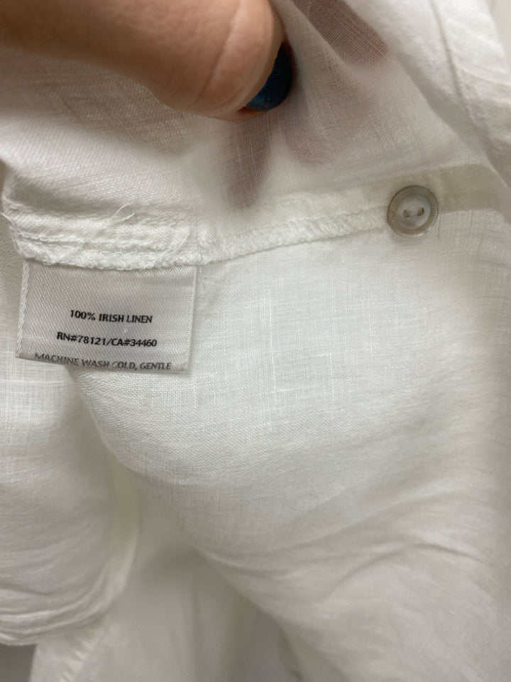 Eileen Fisher Size L White Button Up Linen Ladies Top