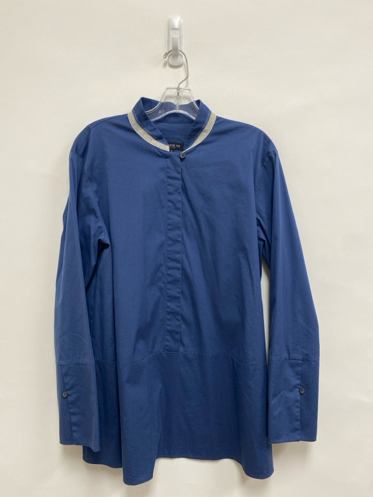 LAFAYETTE 148 Size L Blue Quarter Button Ladies Top