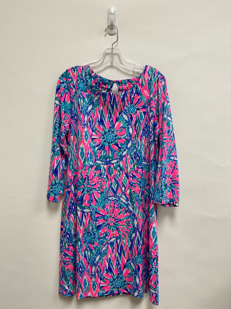LILLY PULITZER Size L Blue Pink/White Floral Ladies Dress
