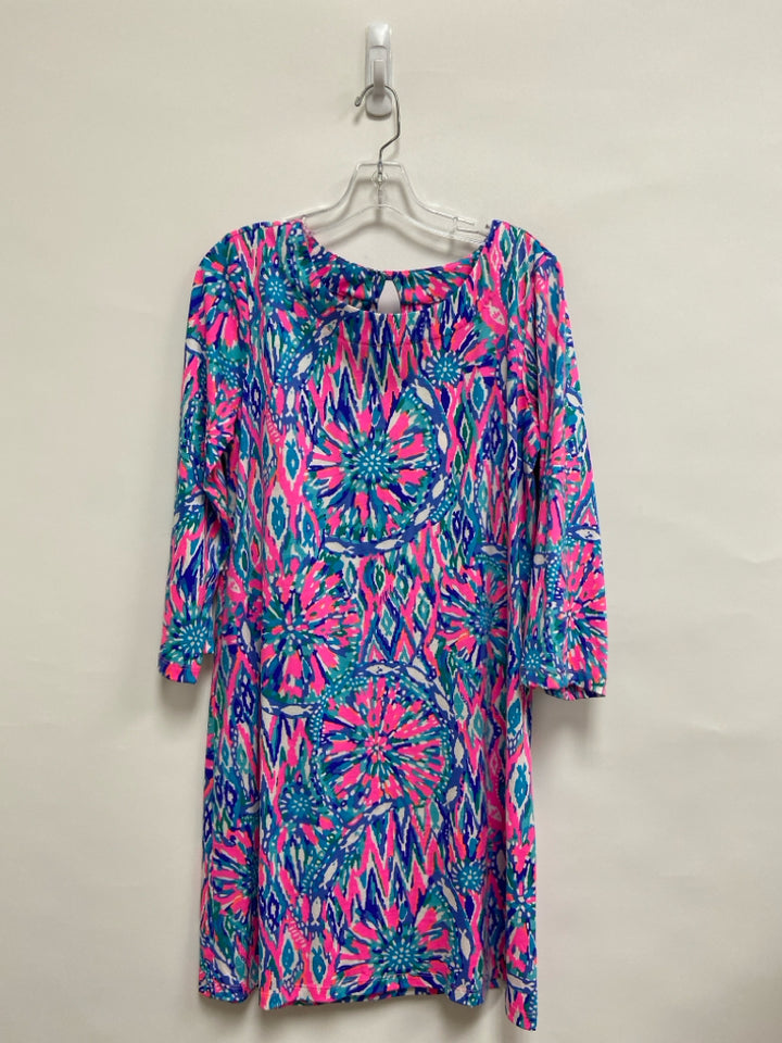 LILLY PULITZER Size L Blue Pink/White Floral Ladies Dress