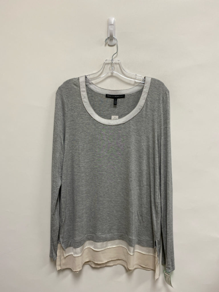 NWT WHBM Size L Gray White Long Sleeve Ladies Top