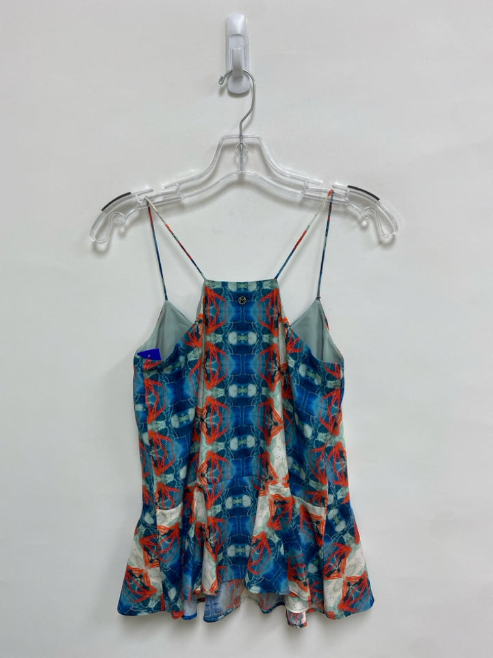 Marie Oliver Size XXS Cream/Blue Aqua/Orange Abstract Tank Ladies Top