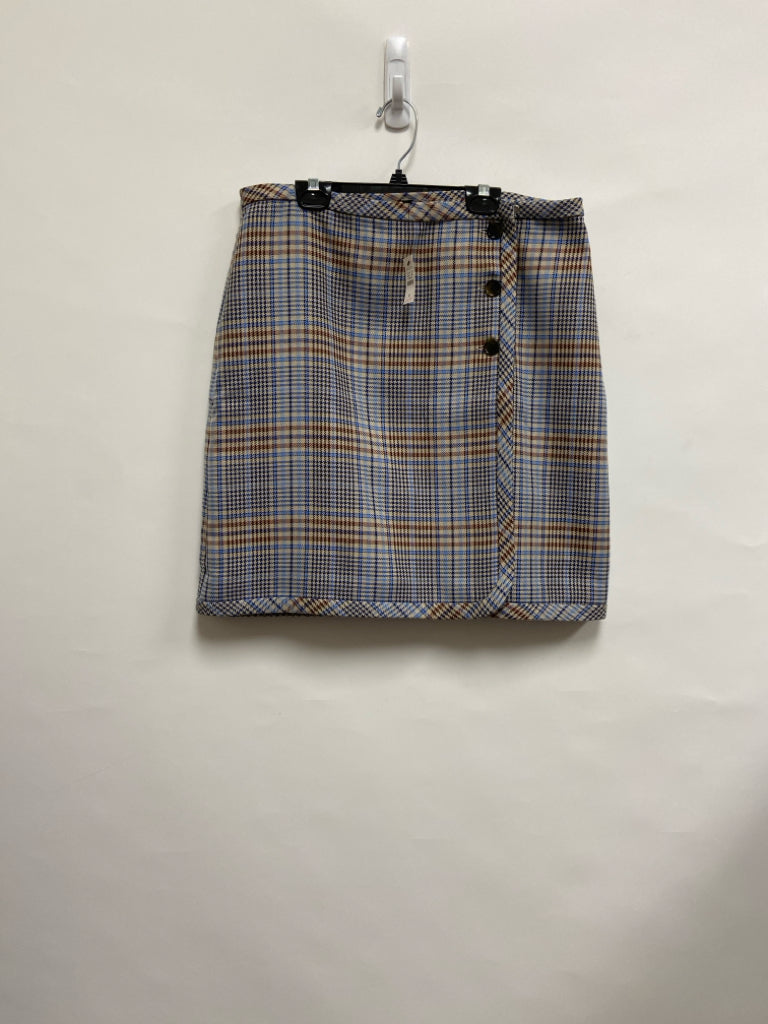 NWT Talbots Size 10 Blue Tan/Black Houndstooth Ladies Skirt