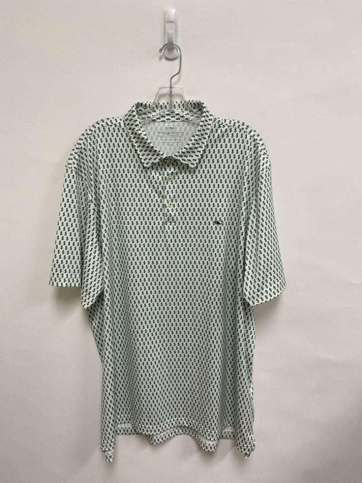 Vineyard Vines Size 2X White Green Polo Men&