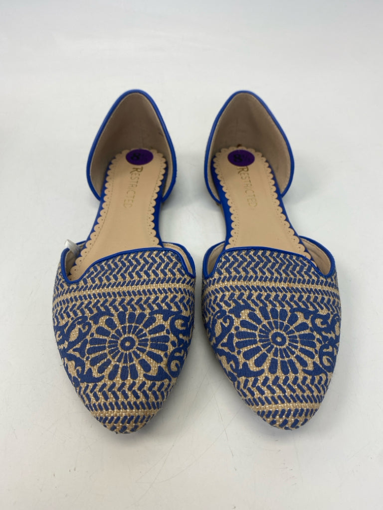 Size 8.5 Cream Blue Flats