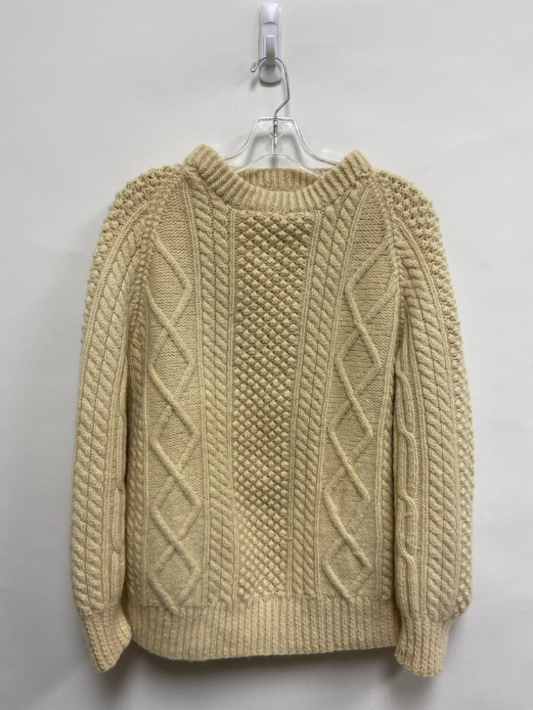 Size L Cream Cable Knit Wool Ladies Sweater