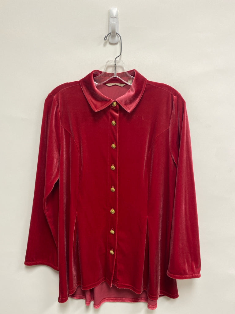 Soft Surroundings Size LP Red Button Up Petite Top