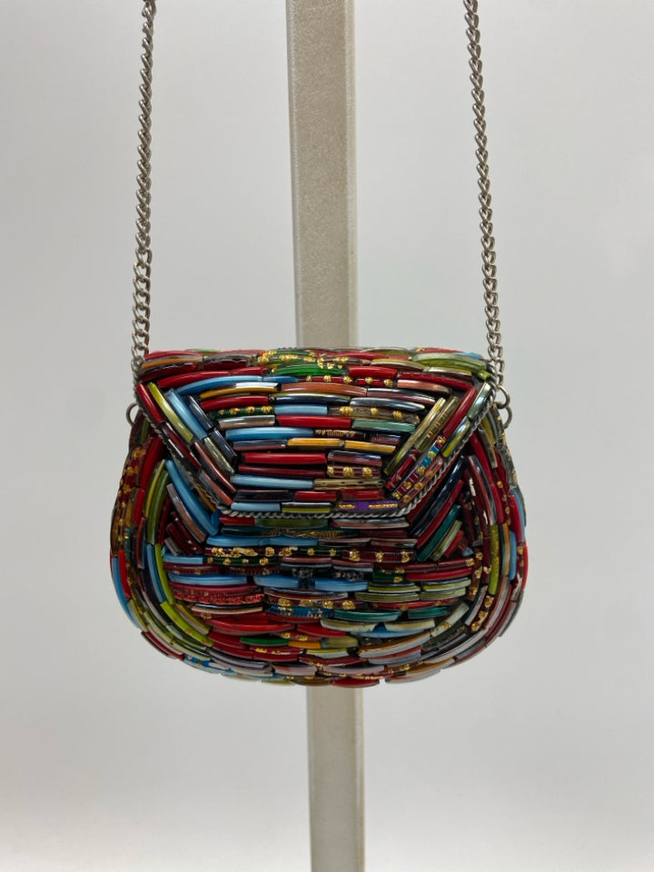 Multi-Color Beaded Glass Handbag