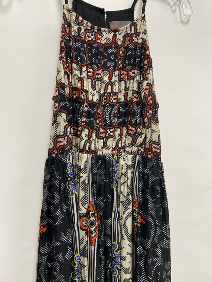 BHANUNI BY JYOTI Size 4 Black Tan/Multi Assorted Print Sleeveless Ladies Dress