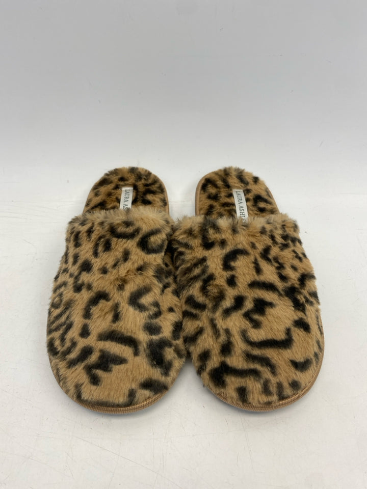 NWOT Laura Ashley Tan Black Animal Print Slippers