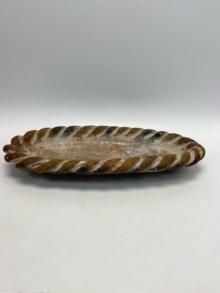 Cream Brown/Green Mottled Stone Basket