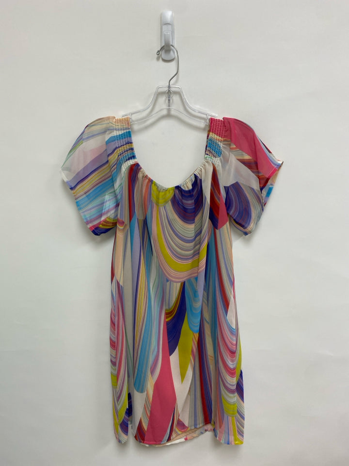 Trina Turk Size 0 White/Pink Turquoise/Multi Abstract Ladies Dress