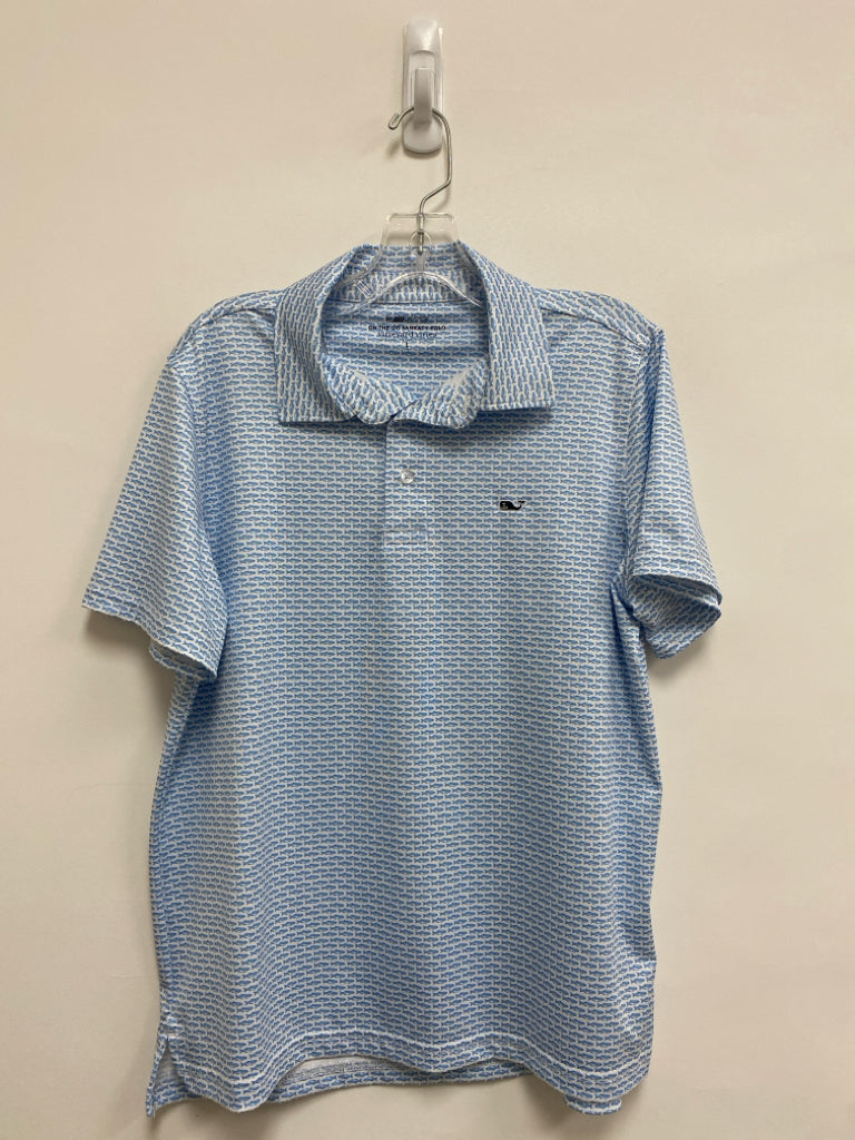 Vineyard Vines SIZE 16 White Blue Fish Polo Boy&