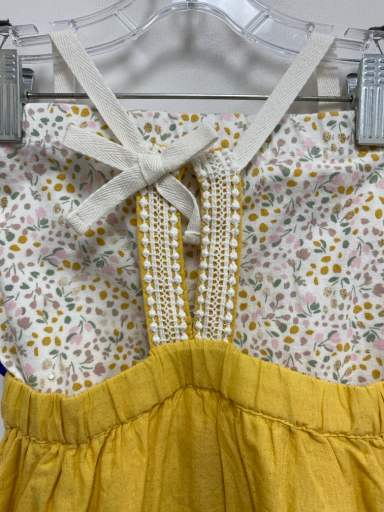 Mizrahi SIZE 4T Yellow White/Green Flowers Girl&