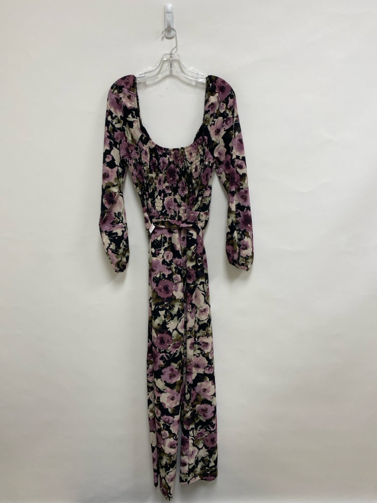 Lily Rose  SIZE  XXL Black/Cream Lavender/Green Floral Plus Size Jumpsuit