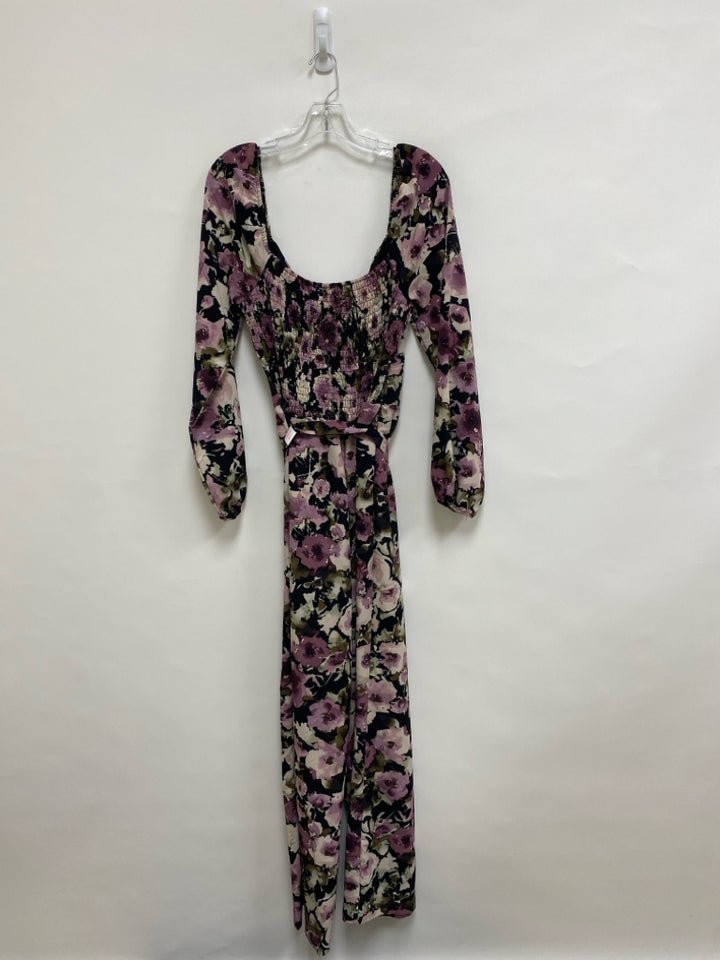 Lily Rose  SIZE  XXL Black/Cream Lavender/Green Floral Plus Size Jumpsuit