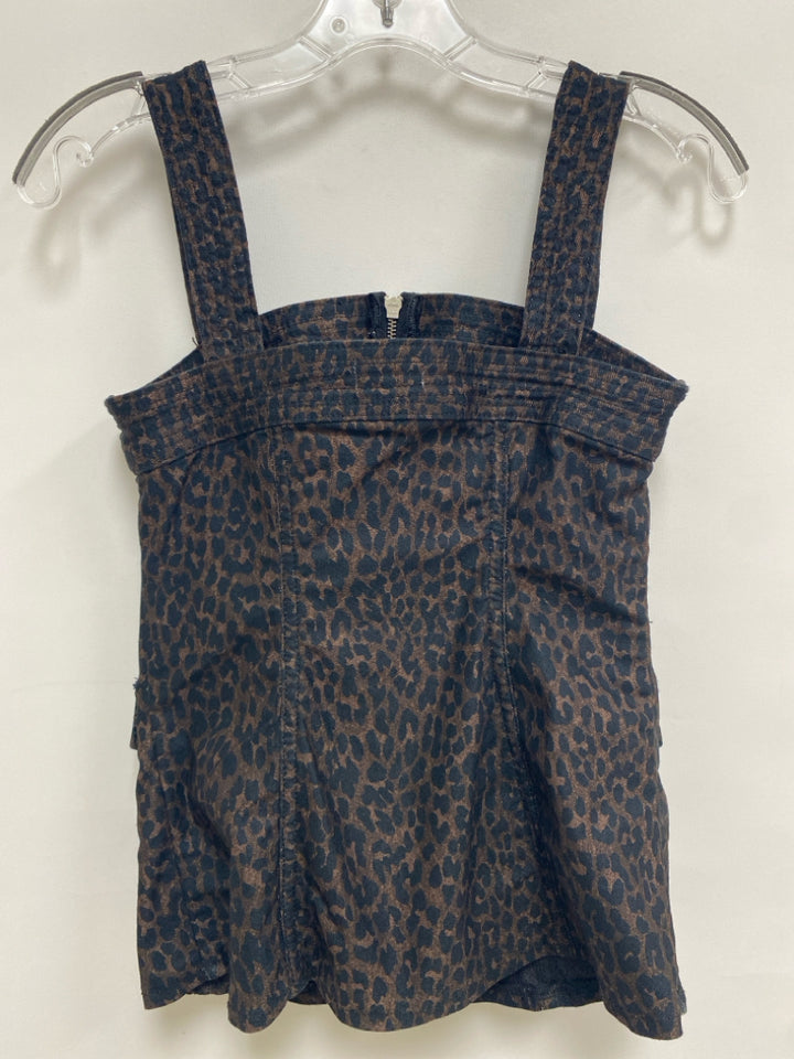 Pilcro Size XS Brown Black Animal Print Tank Denim Ladies Top