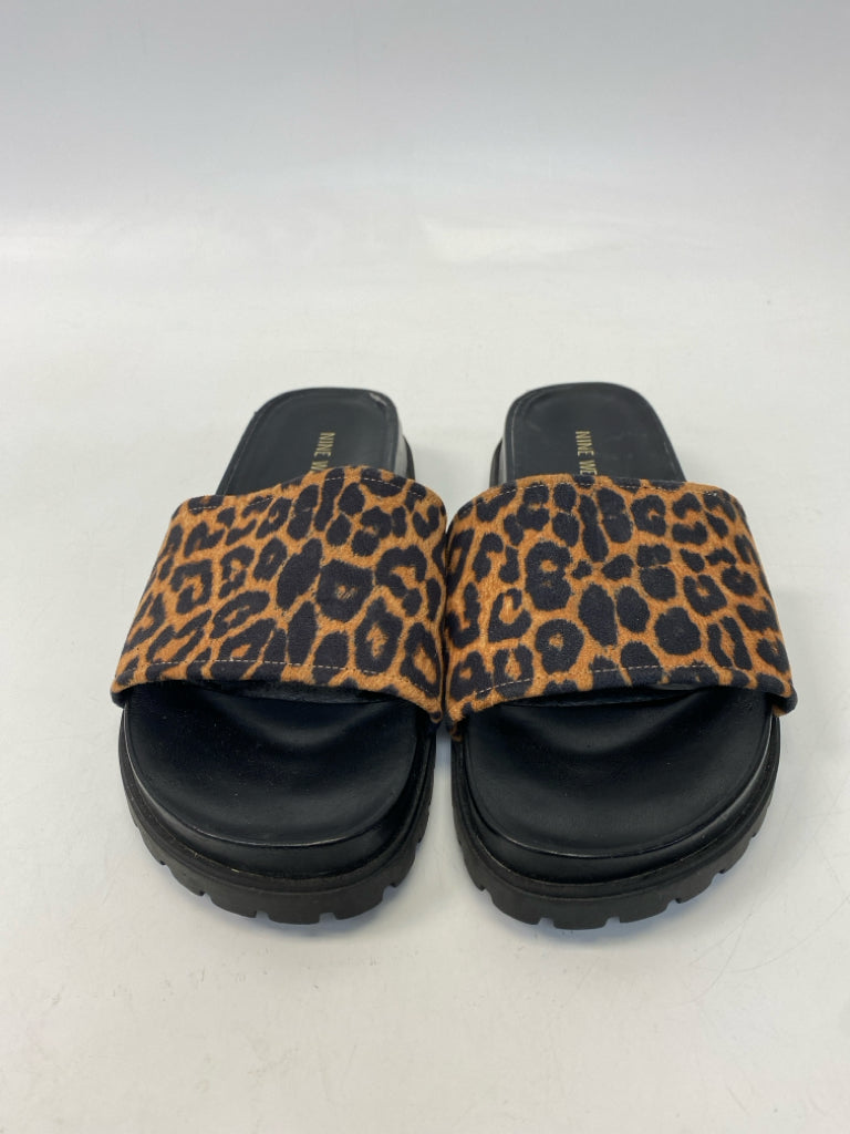 Nine West  Size 8 Brown Black Animal Print Sandals