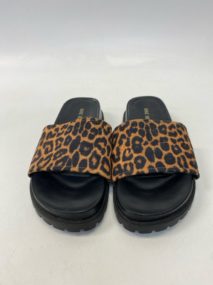 Nine West  Size 8 Brown Black Animal Print Sandals