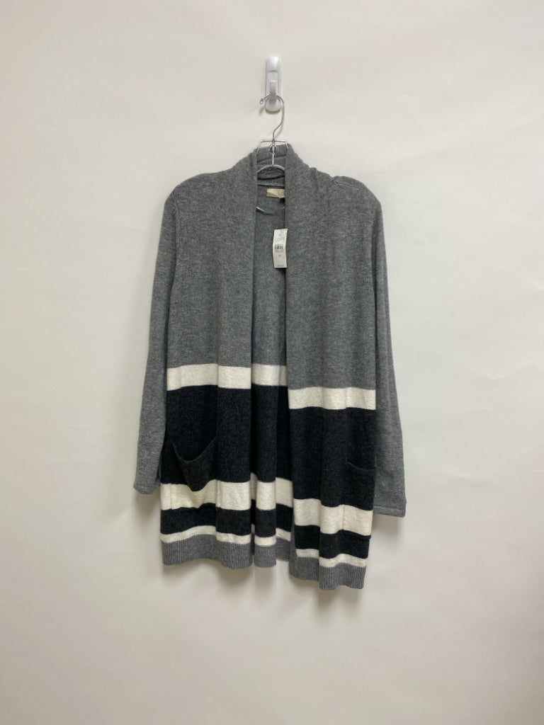 NWT LOFT Size XS Gray White Stripes Drape Ladies Sweater