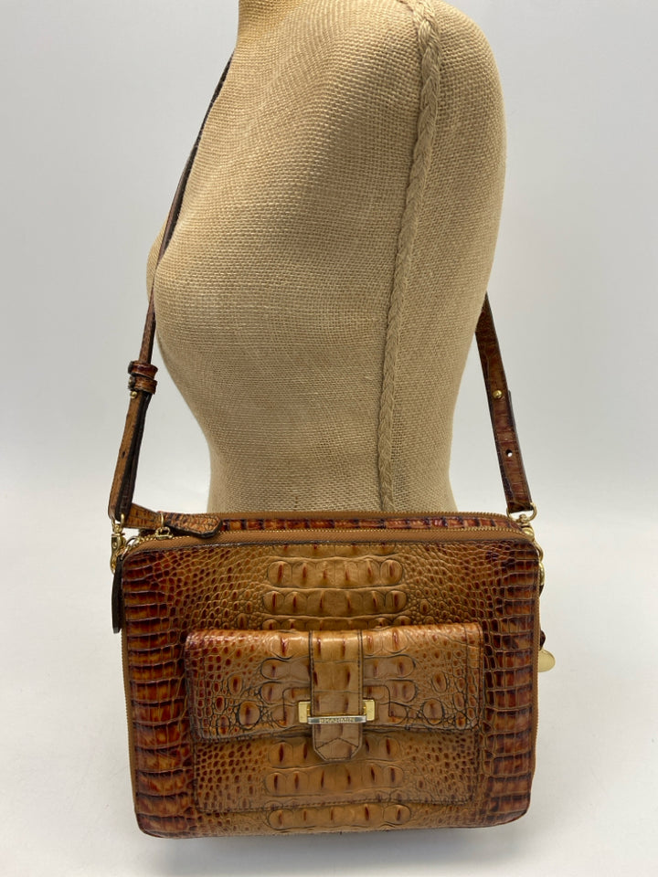 Brahmin Brown Embossed Leather Crossbody