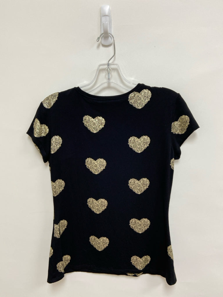 Ted Baker Size 2 Black Gold Hearts Ladies Top